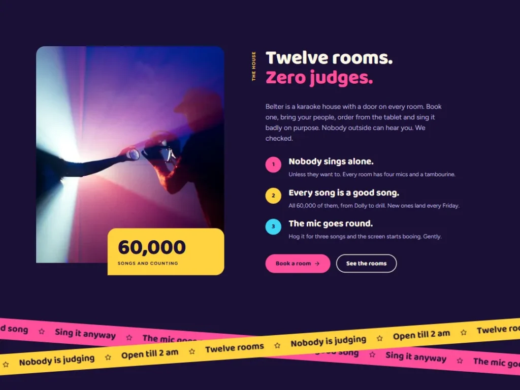 Belter — House Rules Karaoke About — About template