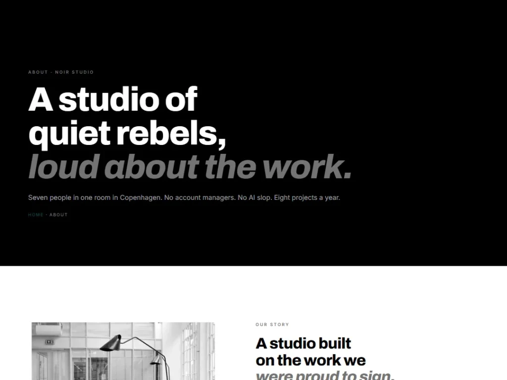 About — Noir Studio — About Pages template