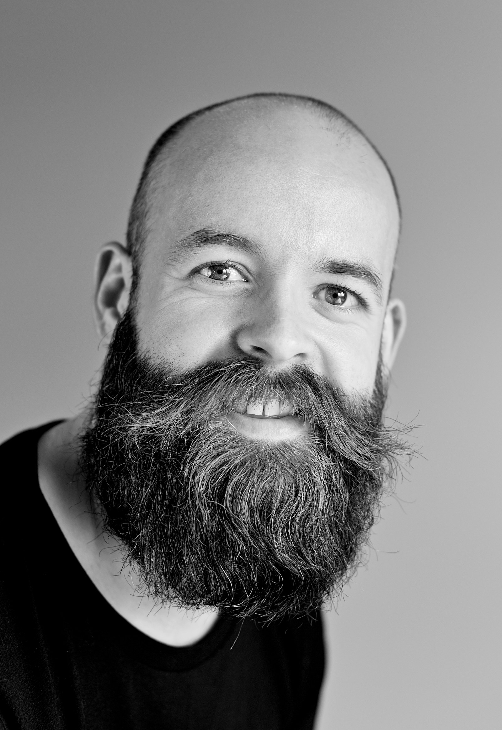 Bearded man in a monochrome portrait