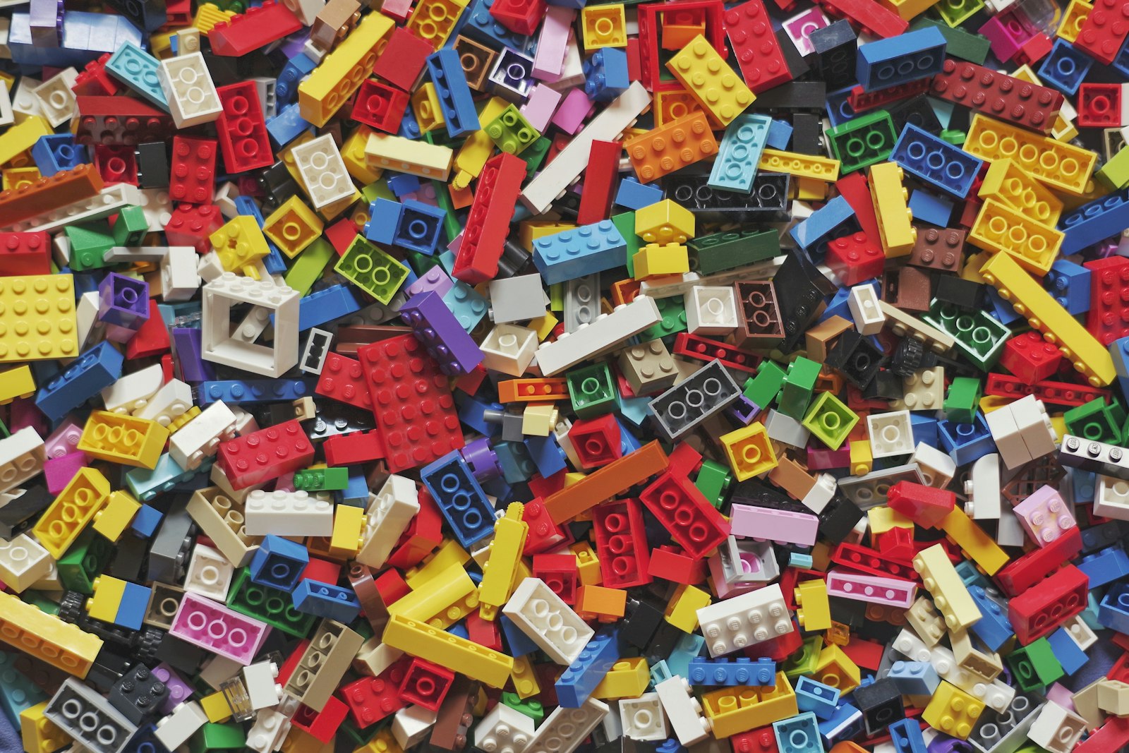 Pile of colourful building bricks