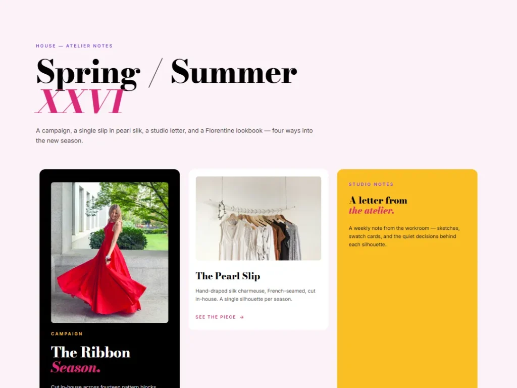 Atelier Bento — Magenta Maximalist — Cards template