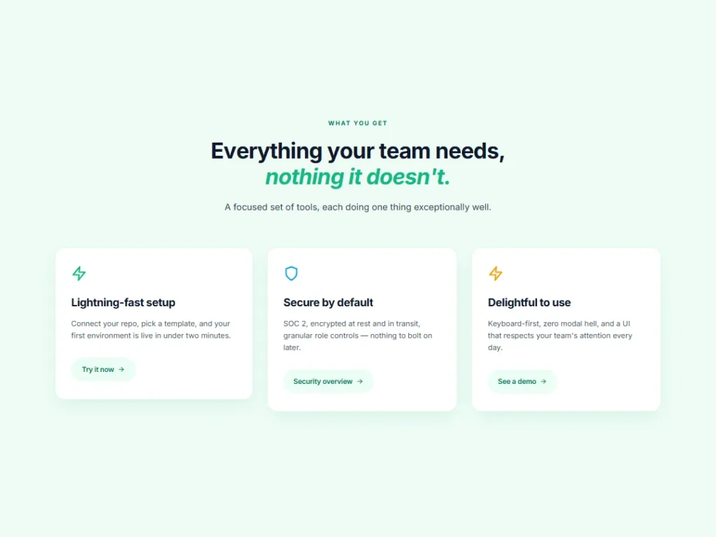Feature Trio — Mint — Cards template