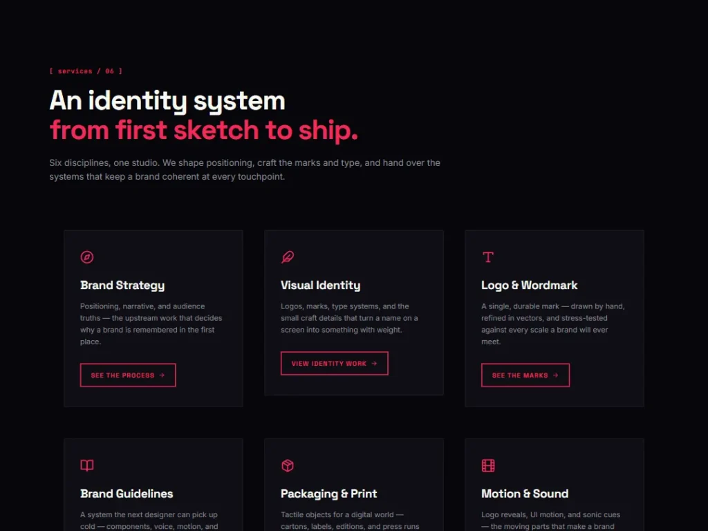 Identity Studio — Noir Hex — Cards template