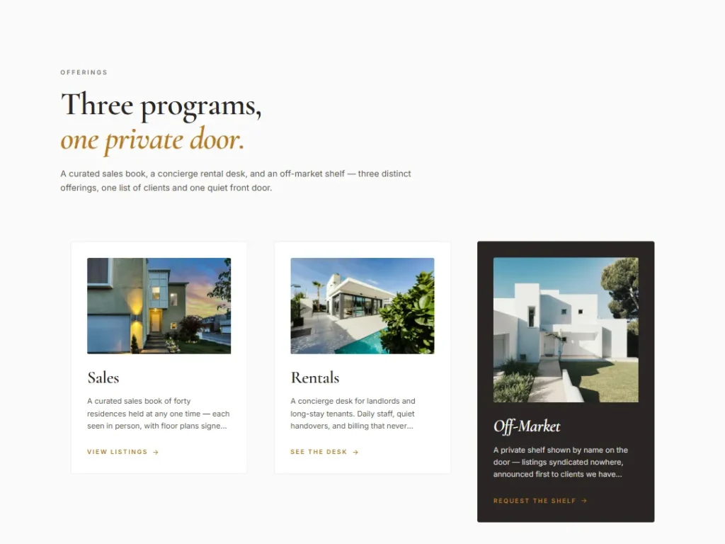 Offerings — Graphite Brass Residences — Cards template
