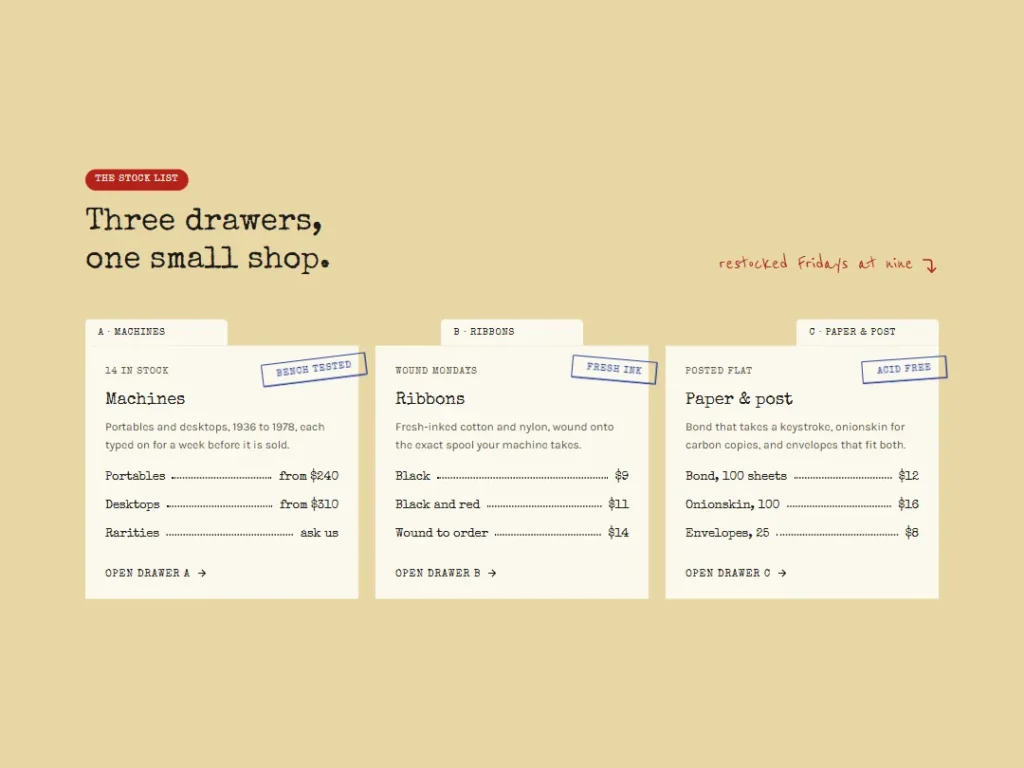 Platen — Index Drawer Cards — Cards template