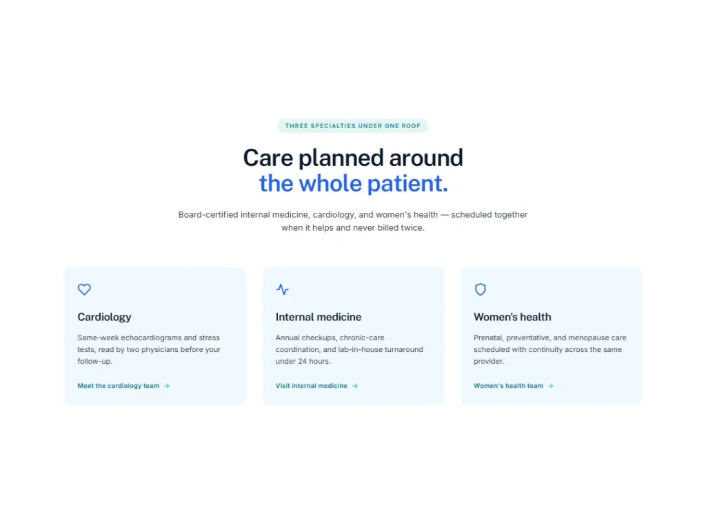 Specialty Clinic — Azure Medical Cards — Cards template