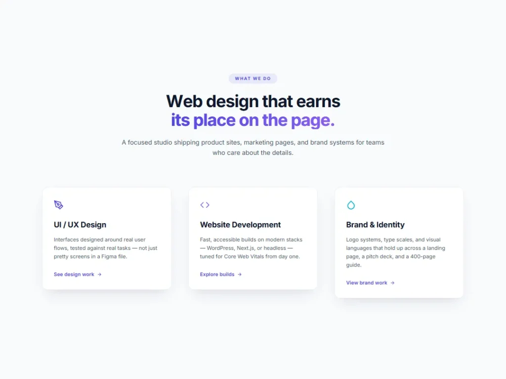 Web Design Services — Indigo Trio — Cards template