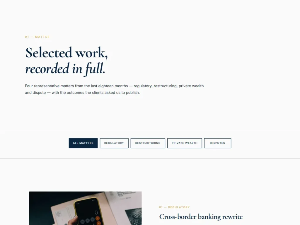 Case Studies — Matter Ledger — Case Studies template