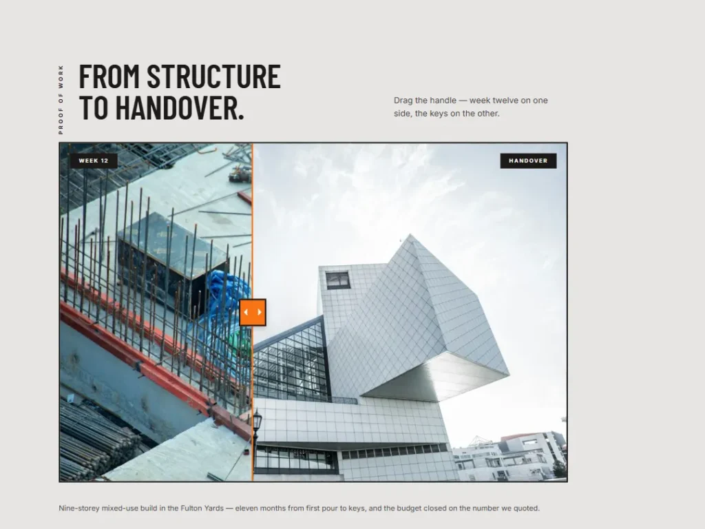 Formwork — Handover Proof — Comparison template