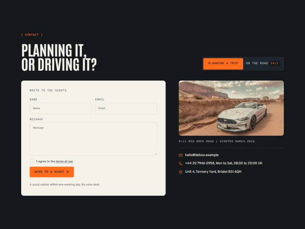 Detour — Two Lines Contact — Contact template