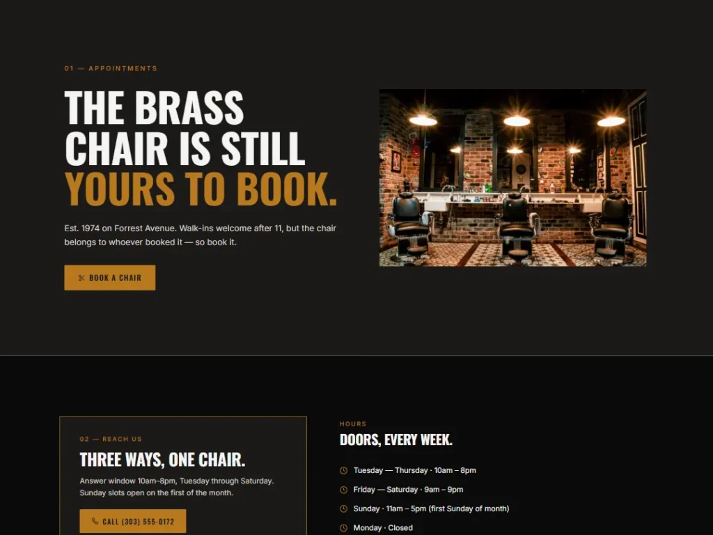 Contact — Brass Chair — Contact Page template