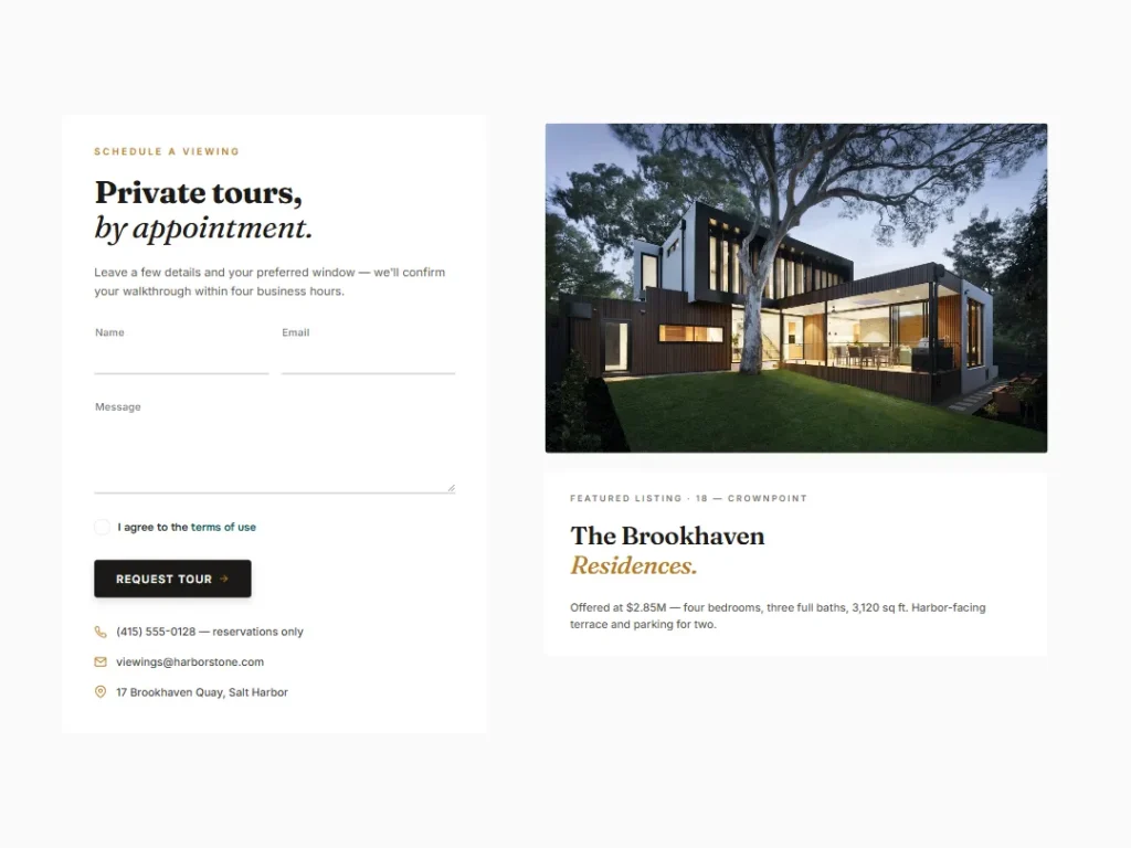 Residences — Bronze & Stone — Contact template