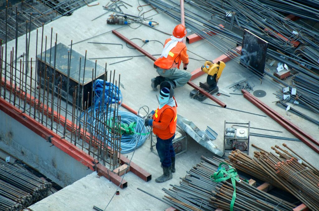 Crew working on a steel structure