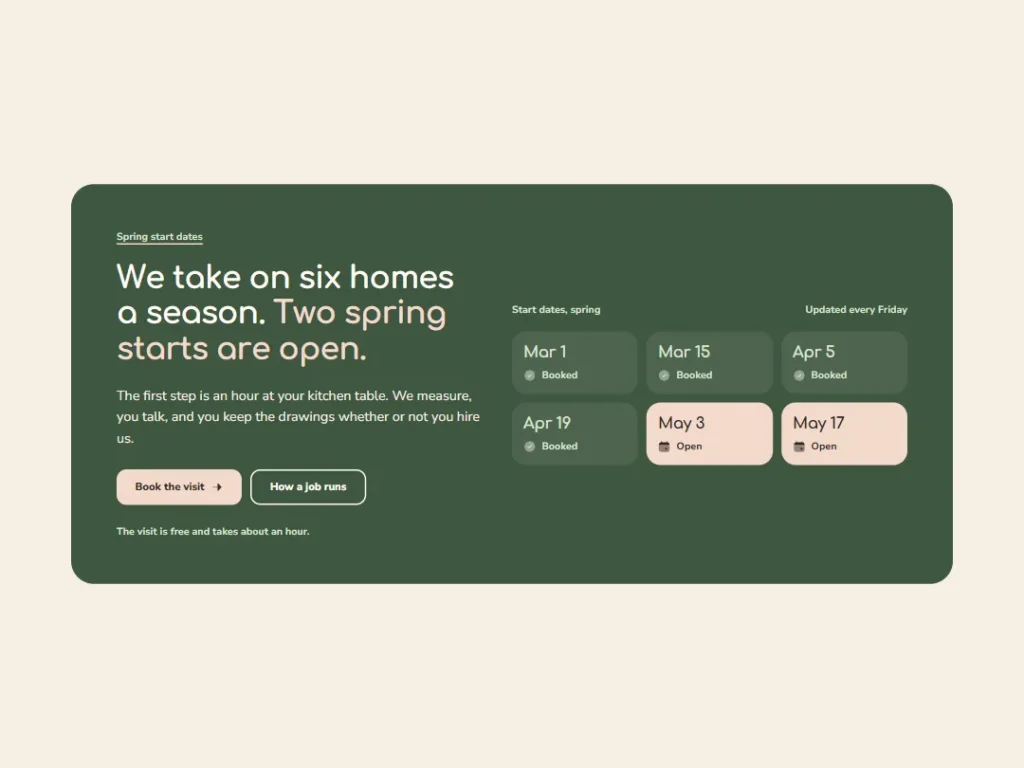 Bullnose — Season Calendar CTA — CTA template