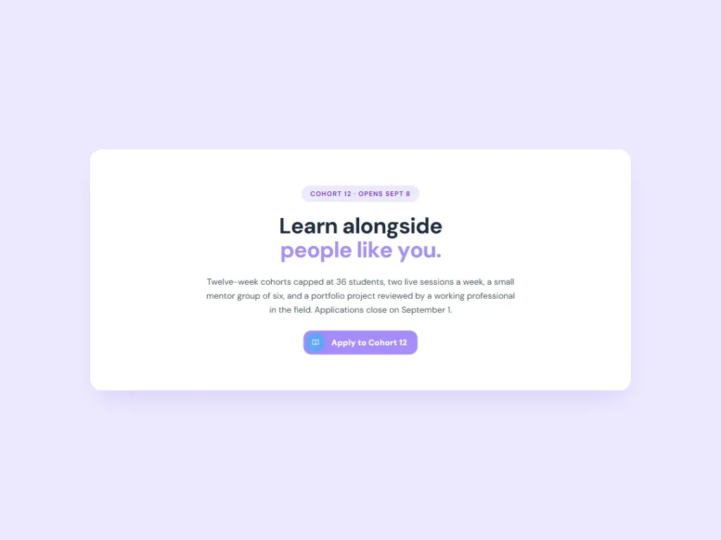 Campus Clay — Lavender Cohort CTA — CTA template