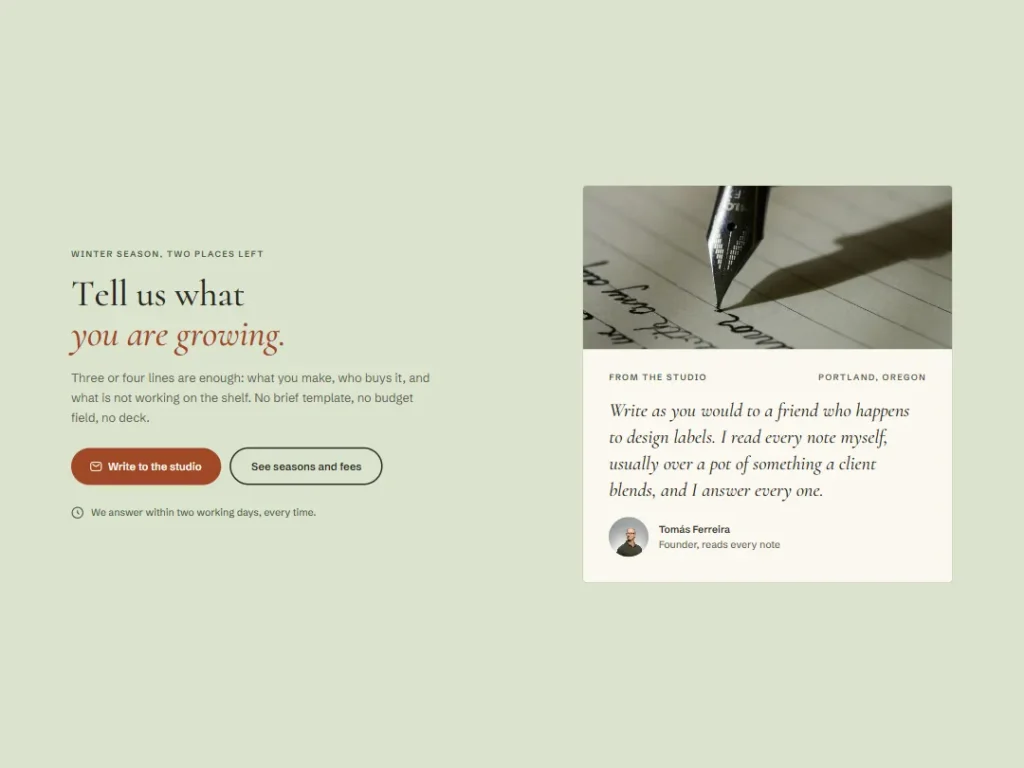 Fallow — Signed Postcard CTA — CTA template