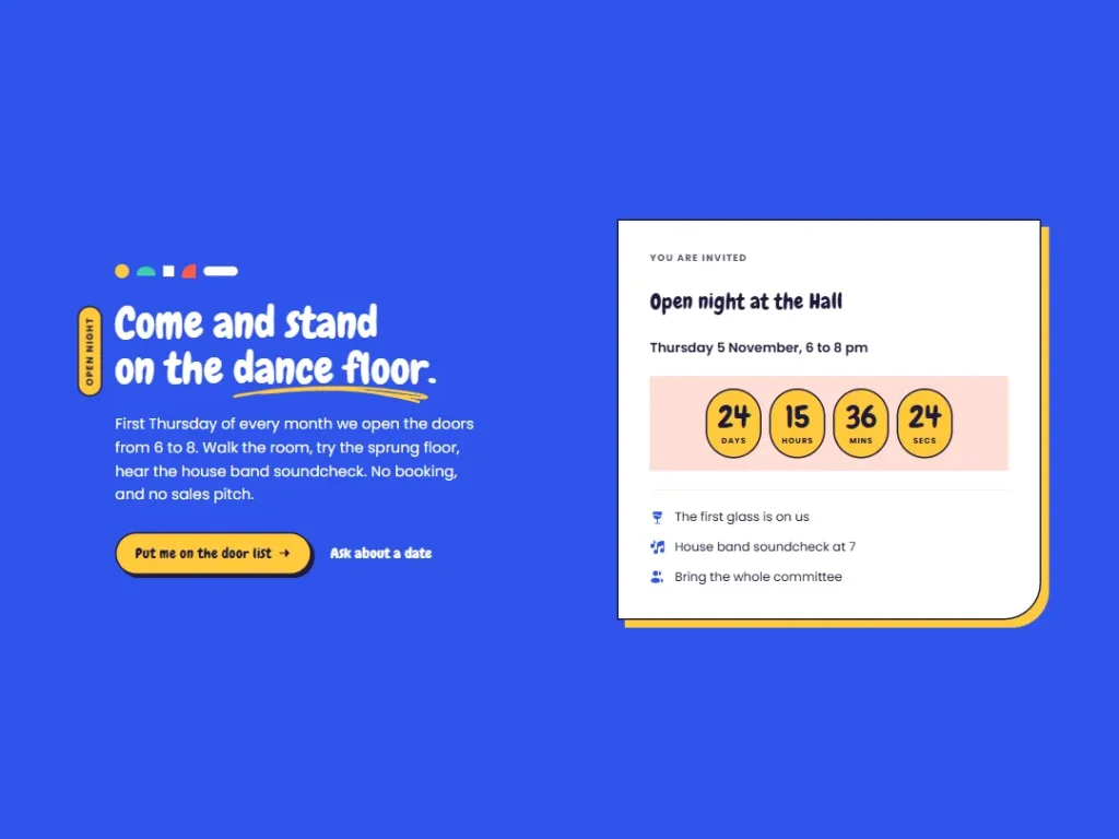 Hoopla — Open Night Invitation — CTA template