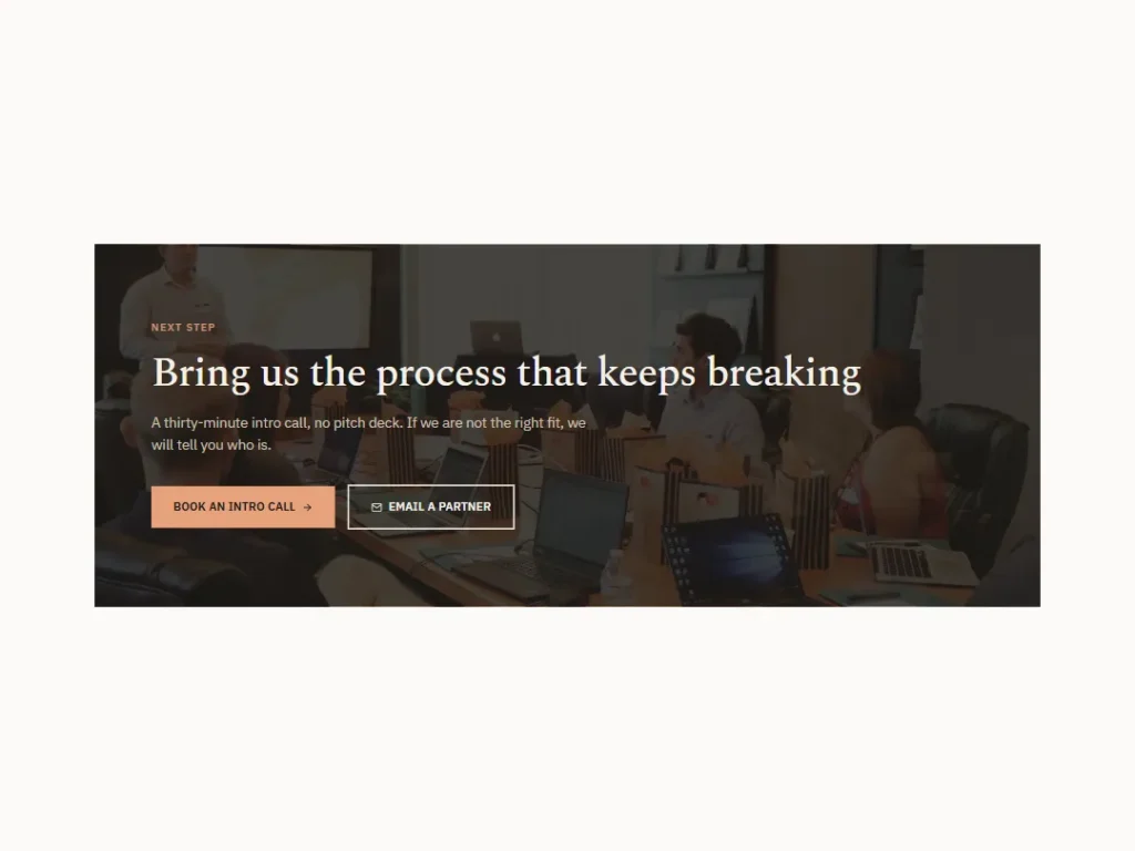 Linen — Closing Band, Espresso Cover — CTA template