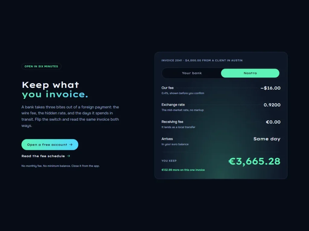 Nostro — Payout Switch CTA — CTA template