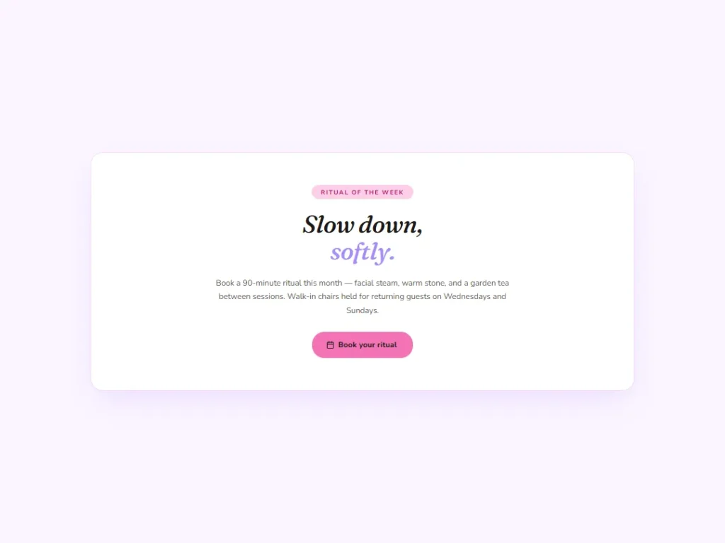 Spa Bloom — Blush Clay CTA — CTA template