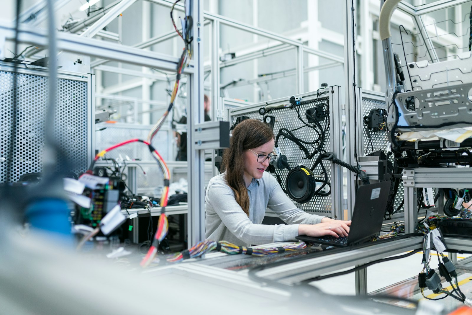 Engineer working at an automation line