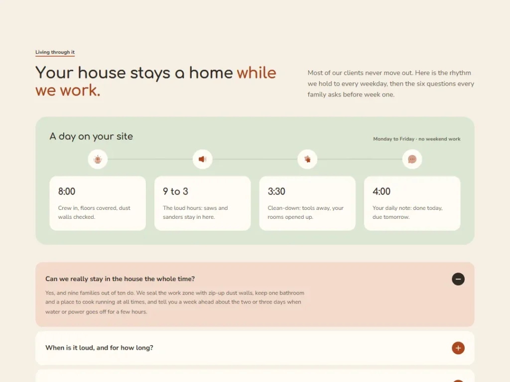 Bullnose — Day On Site FAQ — FAQ template