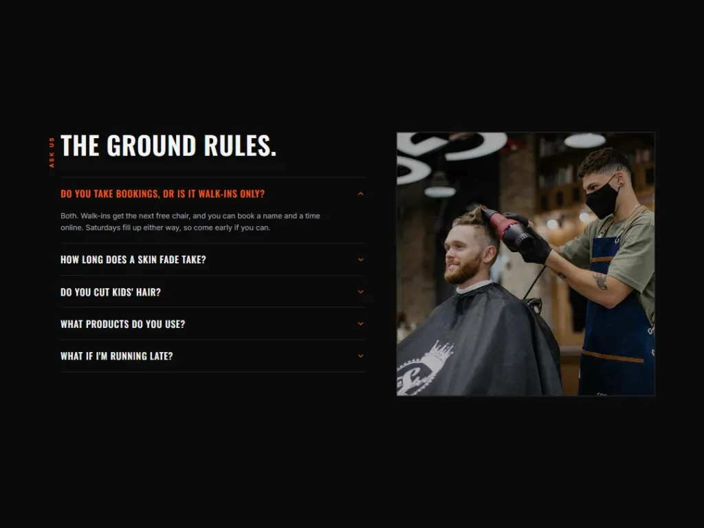 Clip Joint — Ground Rules Barber FAQ — FAQ template