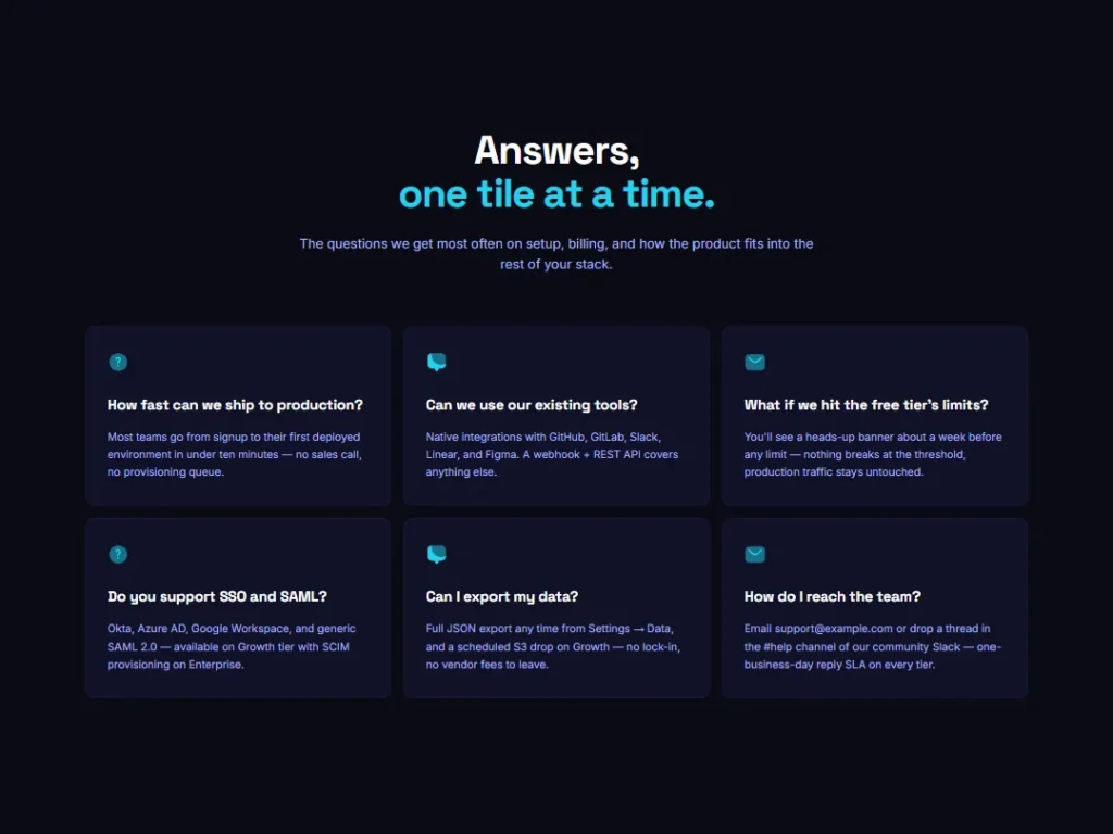 Nebula Bento — Dark FAQ — FAQ template