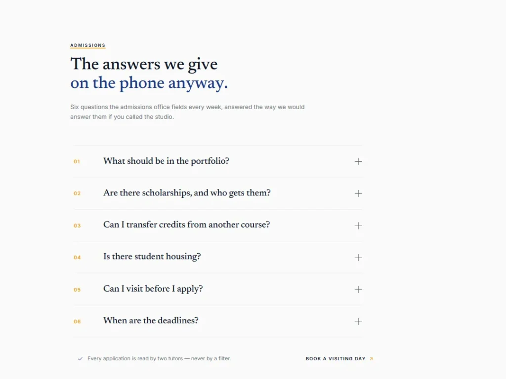Prospectus — Admissions Index FAQ — FAQ template