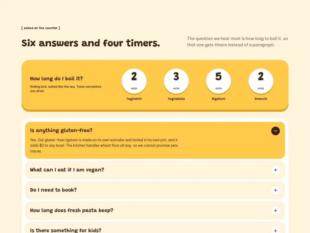 Semola — Boil Timers FAQ — FAQ template