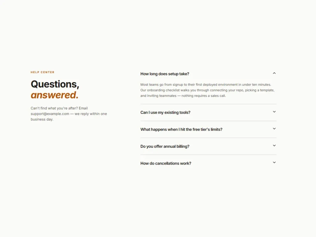 Support Panel FAQ — FAQ template