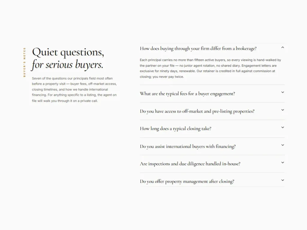 Villa Vertical — Stone & Brass FAQ — FAQ template