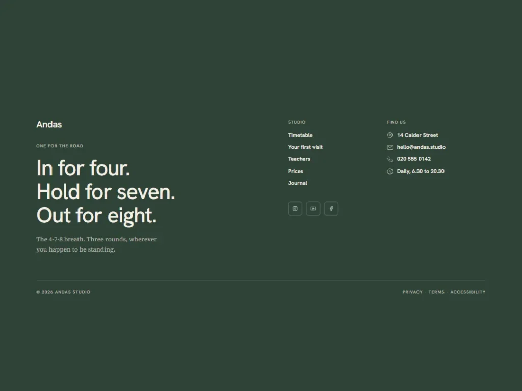 Andas — Breath Close Footer — Footer template