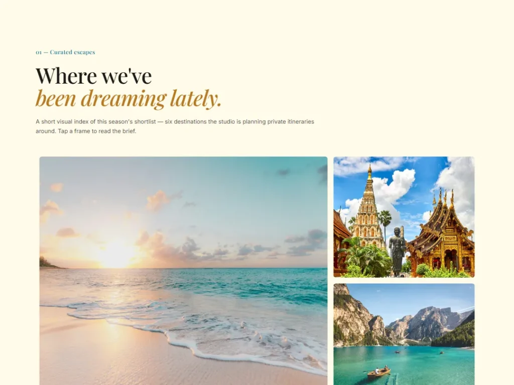 Curated Escapes — Teal Brass Gallery — Gallery template