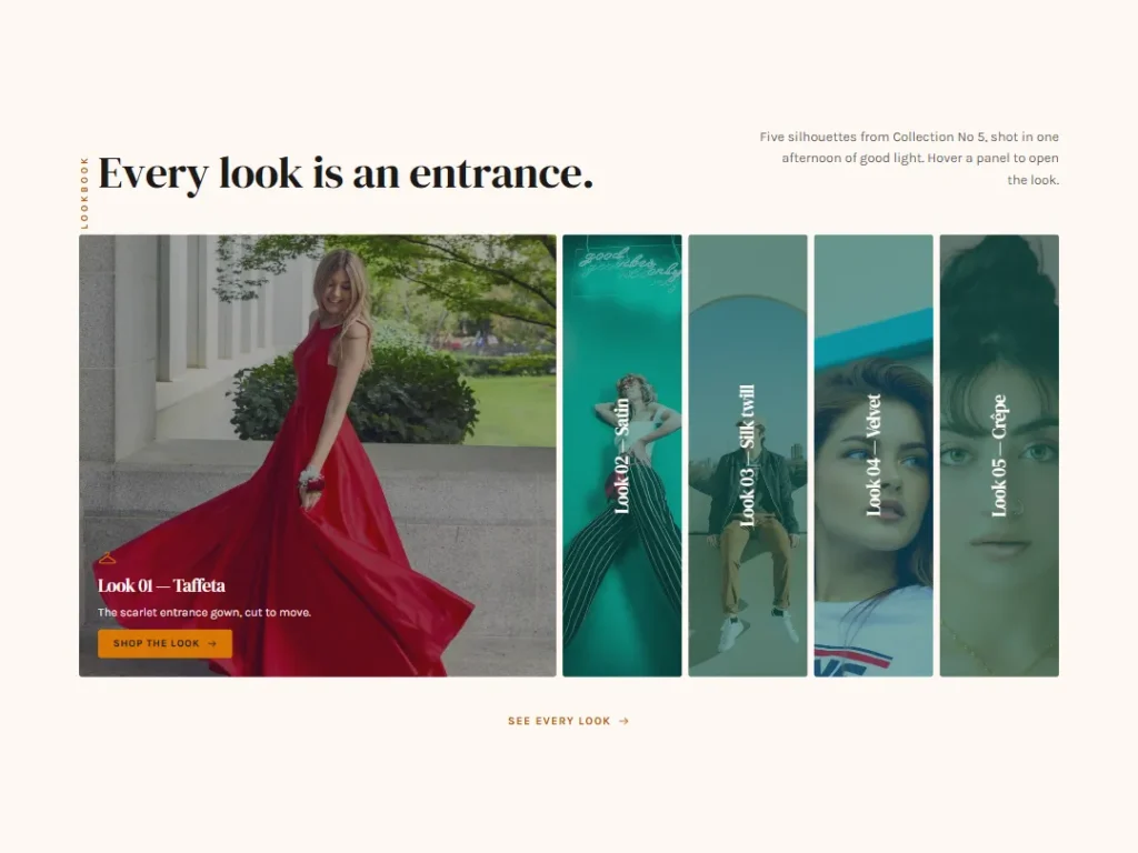 Peacock — Lookbook Accordion Gallery — Gallery template