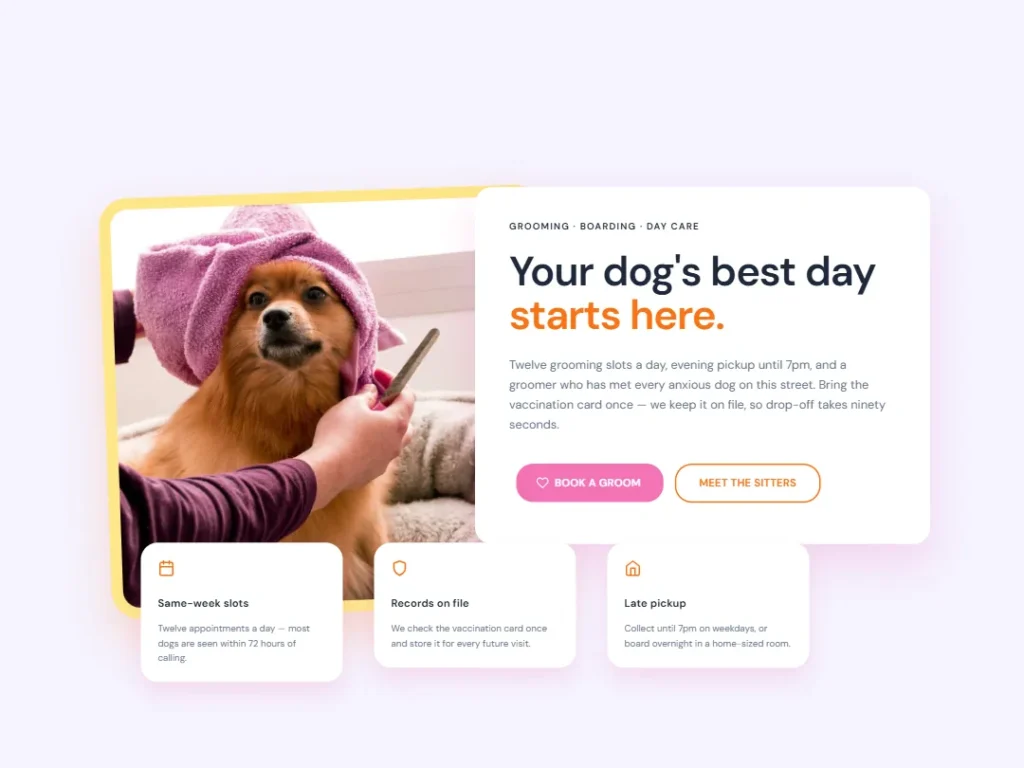 Clay Paw Blush — Pet Care Hero — Hero template