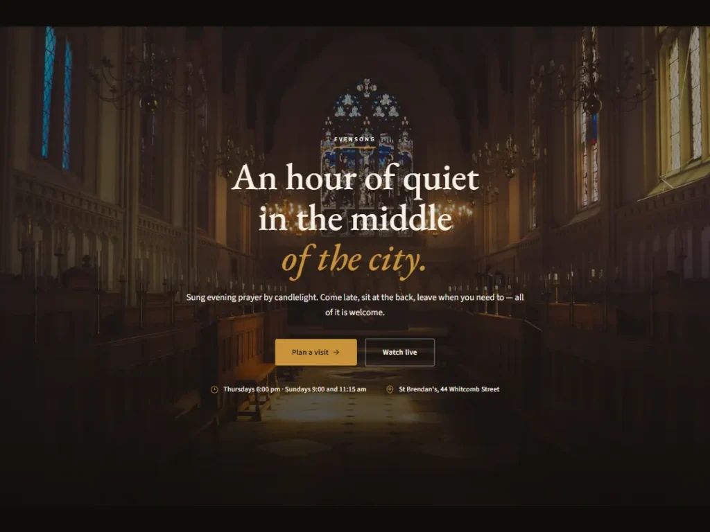 Evensong — Candlelit Nave Hero — Hero template
