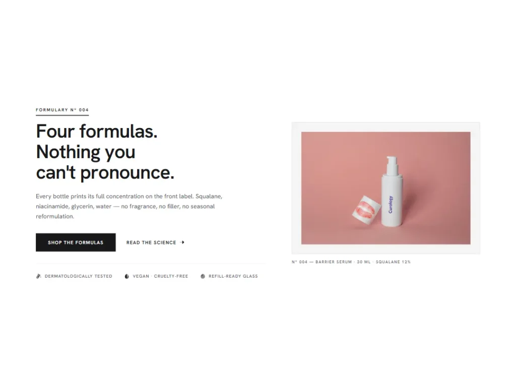 Formula Blanc — Specimen Plate Hero — Hero template