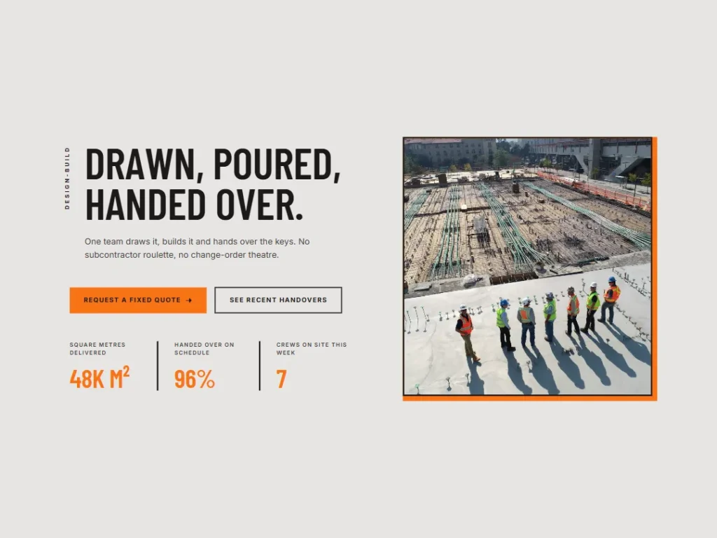 Formwork — Slab Split Hero — Hero template