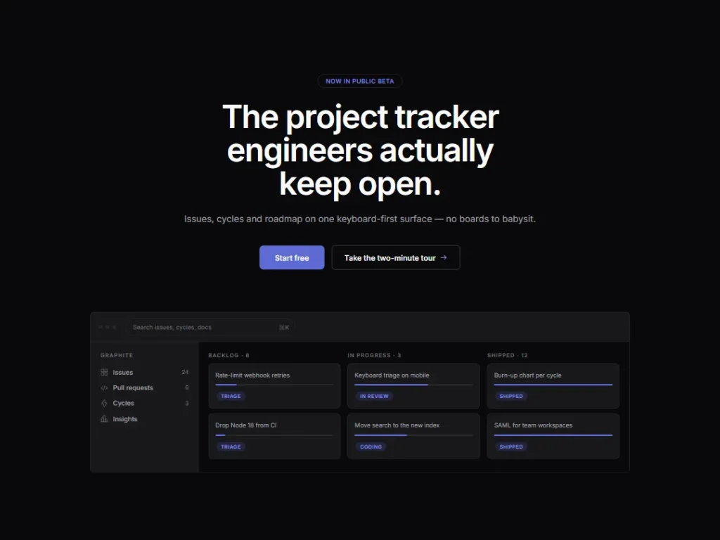 Graphite — App Frame Hero — Hero template