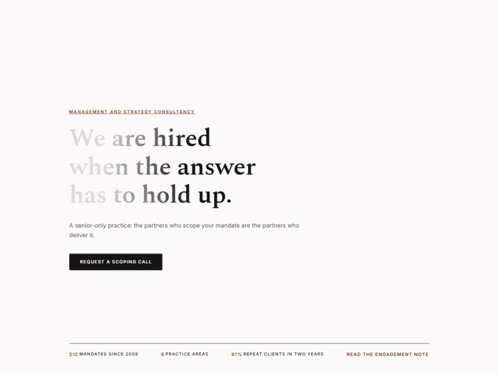 Mandate — Memo Stage Consulting Hero — Hero template