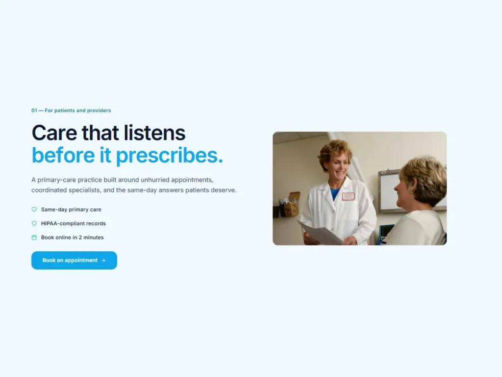 Meridian Care — Azure Medical Hero — Hero template
