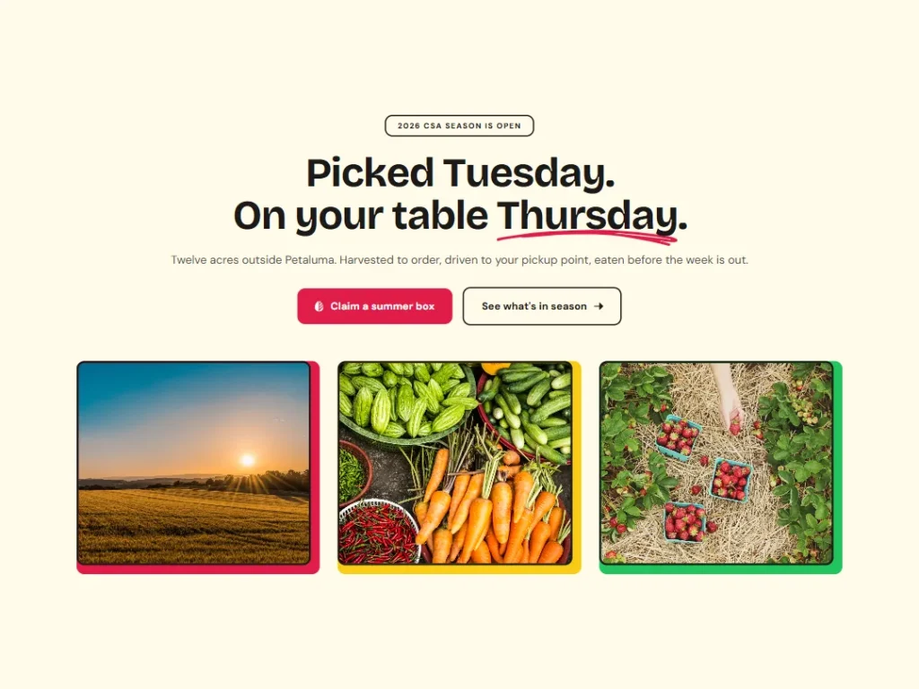 Ripe & Row Poster Strip — Organic Farm Hero — Hero template