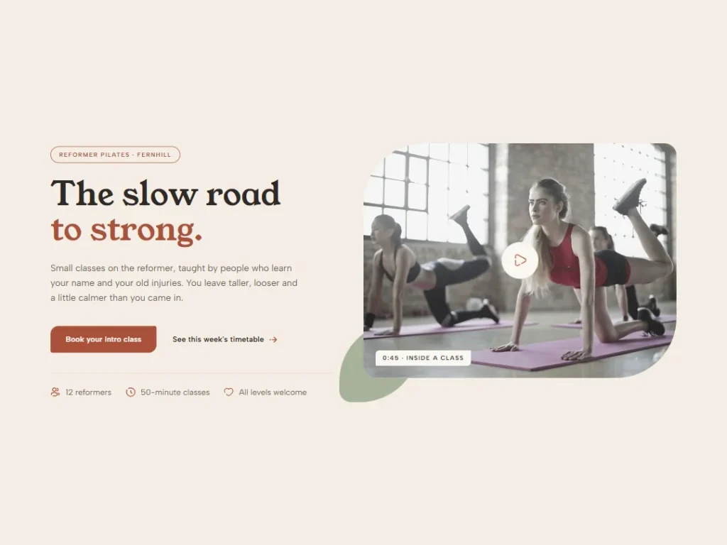 Springline Class Film — Reformer Pilates Hero — Hero template