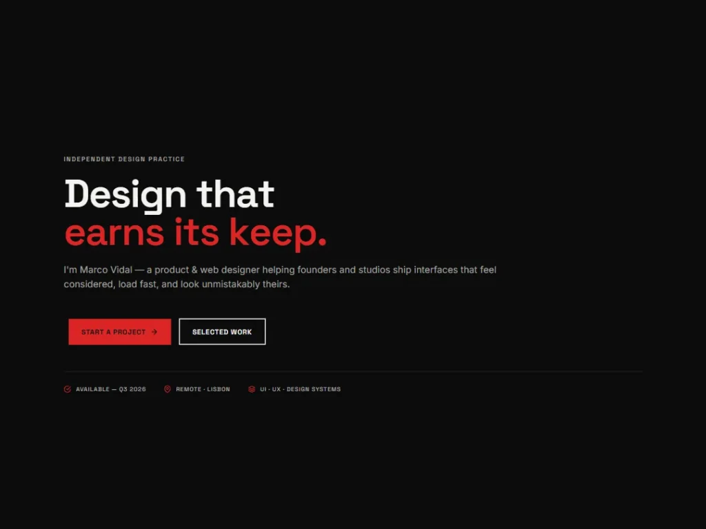 Swiss Signal — Dark Web Designer Hero — Hero template