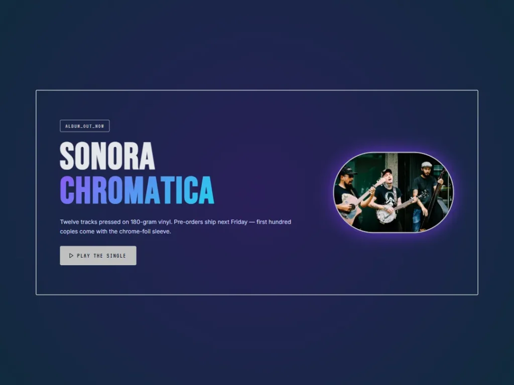 Vinyl Chrome Drop — Music Y2K Hero — Hero template