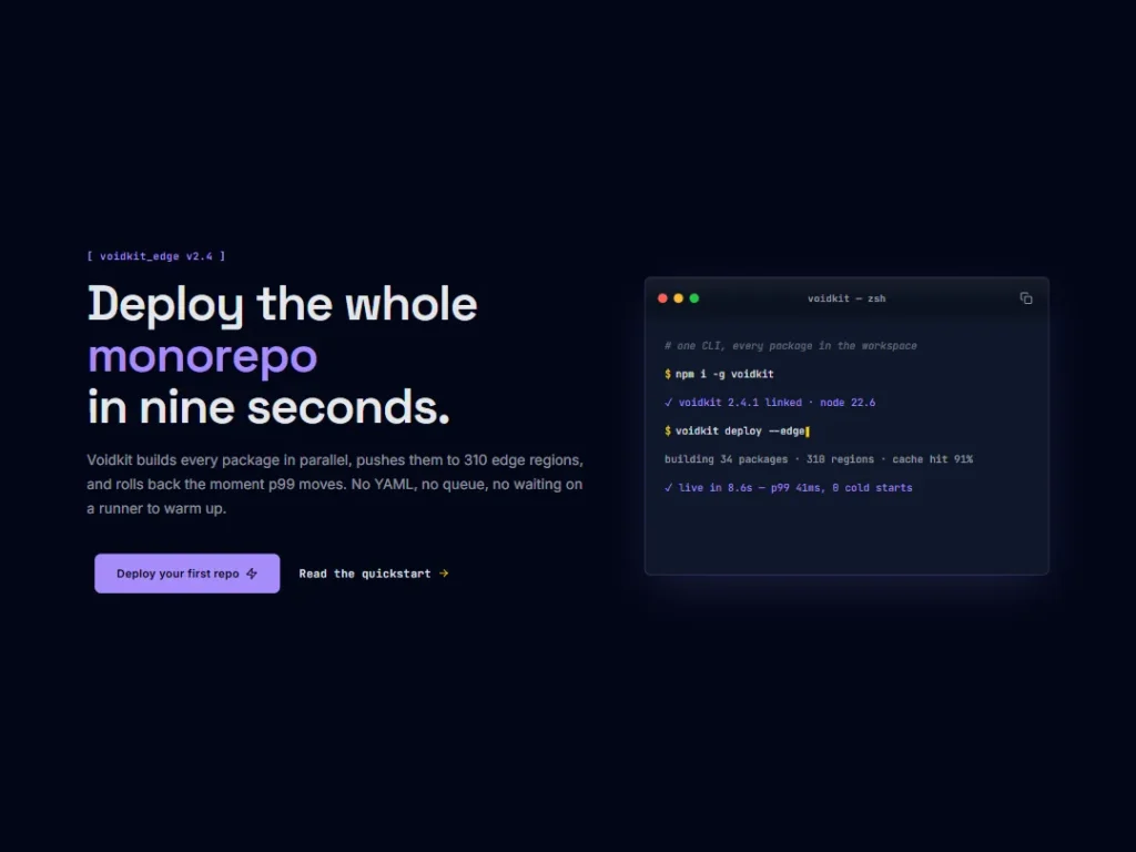 Voidkit — Edge Terminal Hero — Hero template