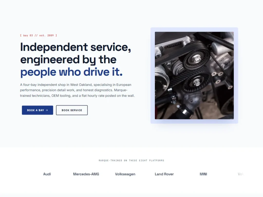 Garage Iso Cobalt — Automotive Landing — Landing template