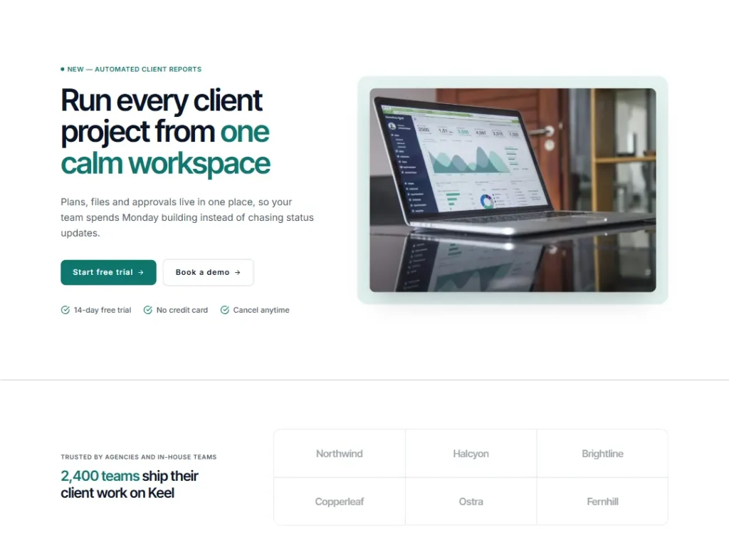 Keel — SaaS Launch Page, Teal — Landing template