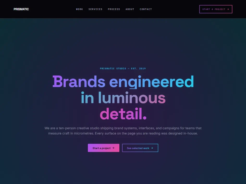 Landing — Prismatic Studio — Landing template